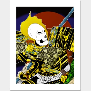Samurai Ukiyo-e Warrior Skull Head Posters and Art